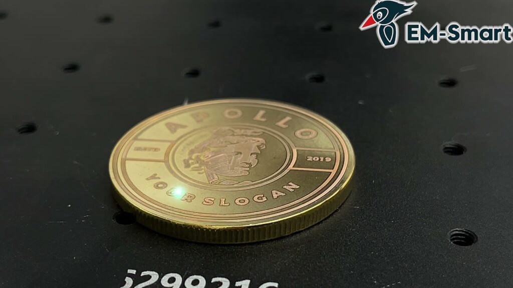 Let’s engrave an Apollo on the coin with EM-Smart laser marking machine