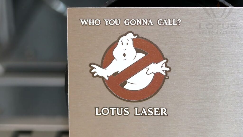 Meta C MOPA laser engraving colours to stainless steel Ghostbusters