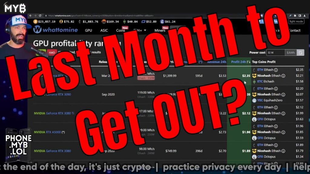 Snapshot of GPU mining profits – Mid August 2022